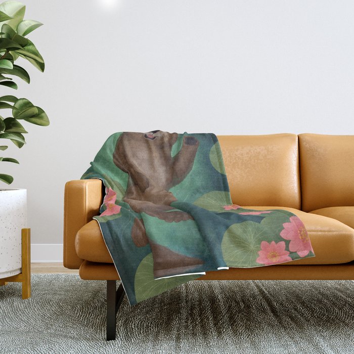 swimming otter Throw Blanket Gallery Image 1