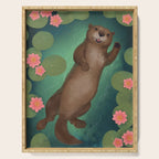 swimming otter Serving Tray Gallery Image 1