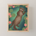 swimming otter Mini Art Print Gallery Image 1