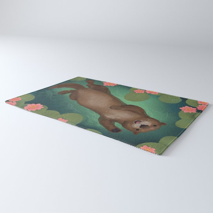 swimming otter Rug Gallery Image 3