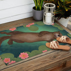 swimming otter Outdoor Rug Gallery Image 2
