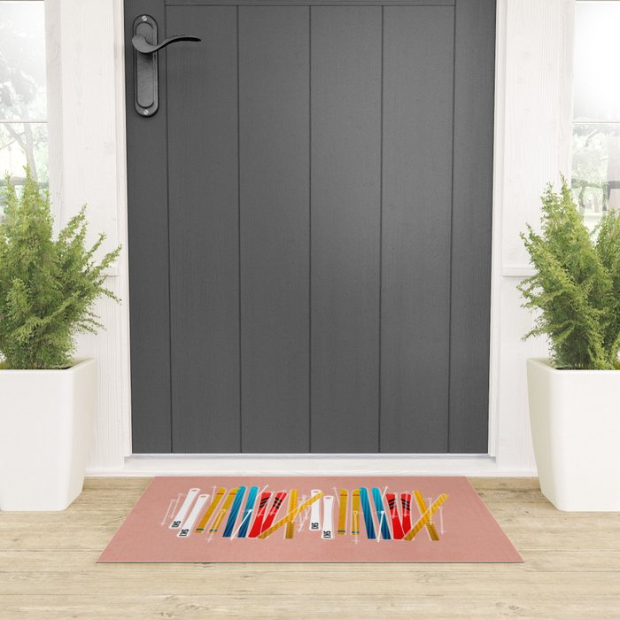 Colorful Ski Illustration and Pattern no 2 Welcome Mat Gallery Image 3