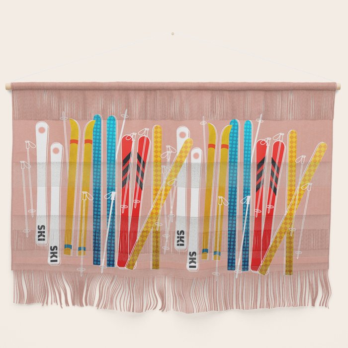 Colorful Ski Illustration and Pattern no 2 Wall Hanging Gallery Image 1