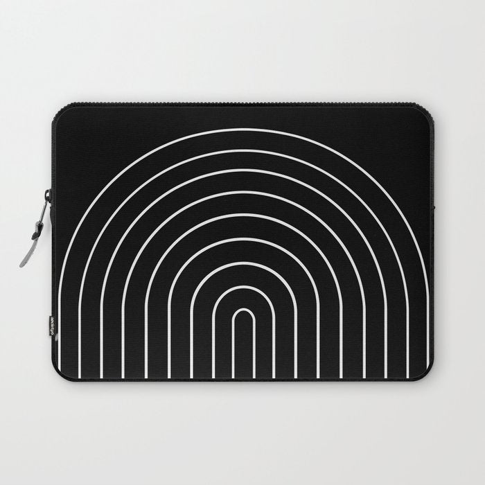 Minimal Arch III Black and White Modern Geometric Lines Laptop Sleeve Gallery Image 1