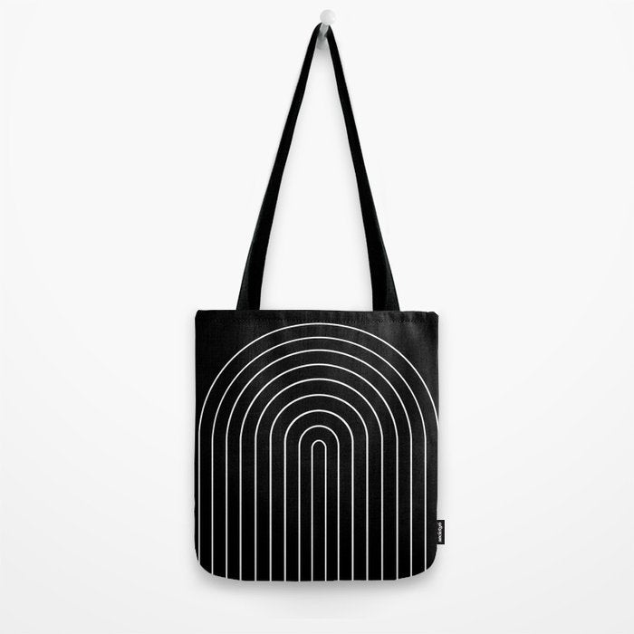 Minimal Arch III Black and White Modern Geometric Lines Tote Bag Gallery Image 2