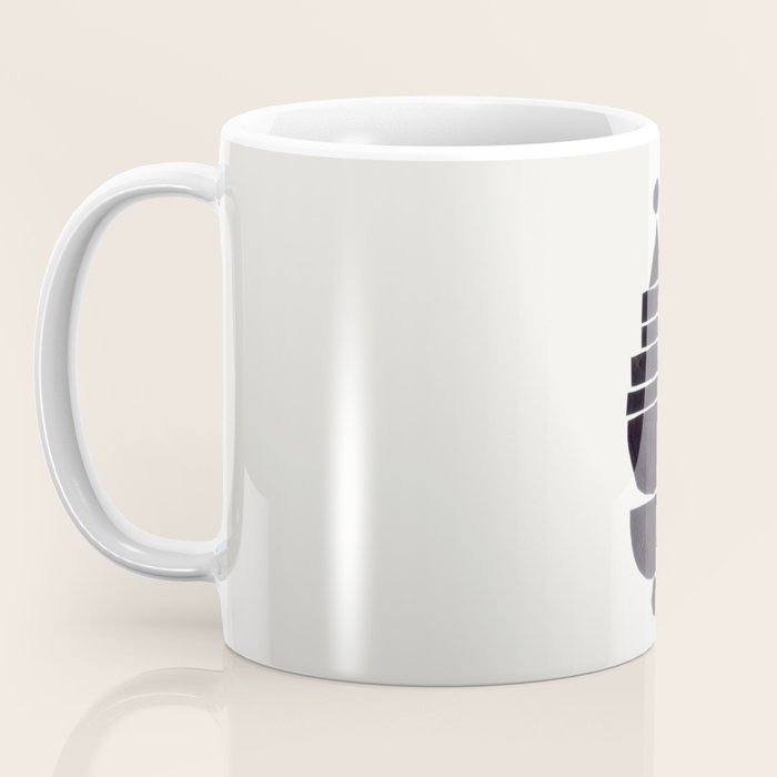 Black & White Minimalist Mid Century Paper collage Funky Black Ink Tribal Geometric by Ejaaz Haniff Coffee Mug Gallery Image 3