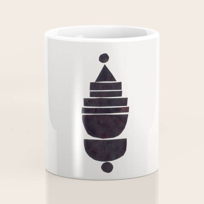 Black & White Minimalist Mid Century Paper collage Funky Black Ink Tribal Geometric by Ejaaz Haniff Coffee Mug Gallery Image 4