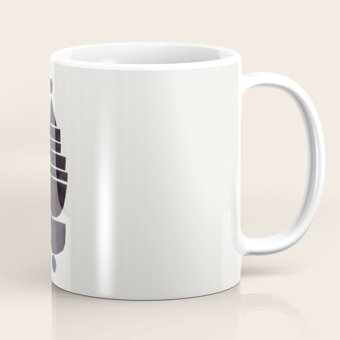 Black & White Minimalist Mid Century Paper collage Funky Black Ink Tribal Geometric by Ejaaz Haniff Coffee Mug Gallery Image 1