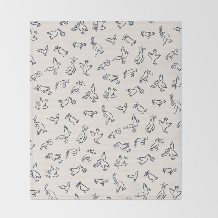 Christmas Messengers Ivory Throw Blanket Gallery Image 2