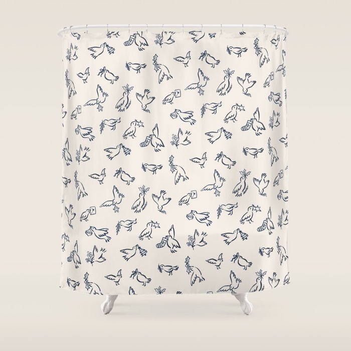 Christmas Messengers Ivory Shower Curtain Gallery Image 1