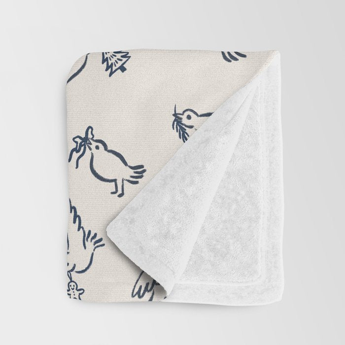 Christmas Messengers Ivory Throw Blanket Gallery Image 3