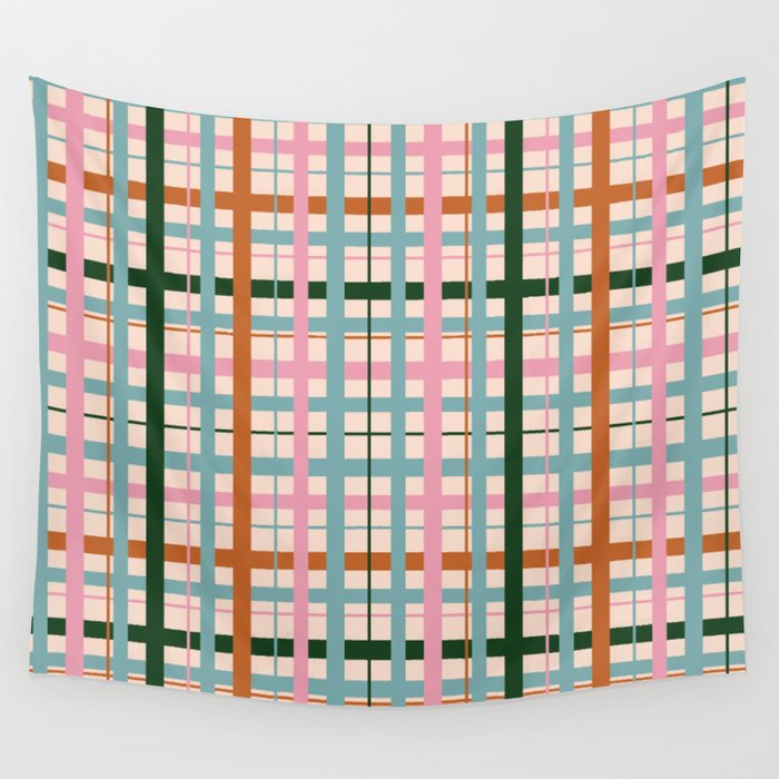 Gingham - Pastel Color  Wall Tapestry Gallery Image 1