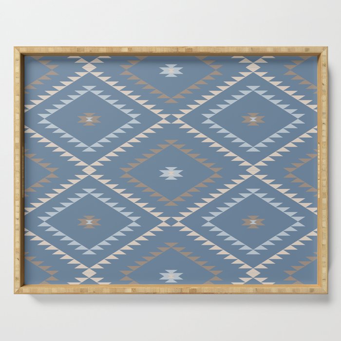Southwestern Geometric - Denim Nude Serving Tray Gallery Image 1