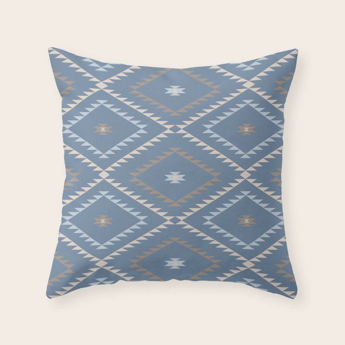 Southwestern Geometric - Denim Nude Throw Pillow