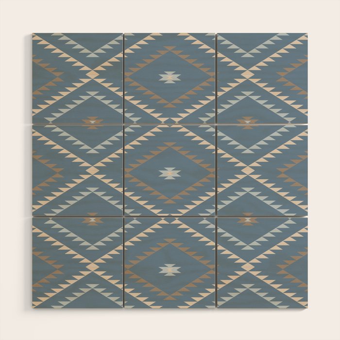 Southwestern Geometric - Denim Nude Wood Wall Art Gallery Image 1
