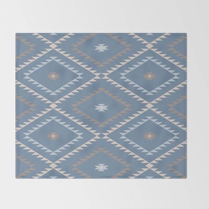 Southwestern Geometric - Denim Nude Throw Blanket Gallery Image 2