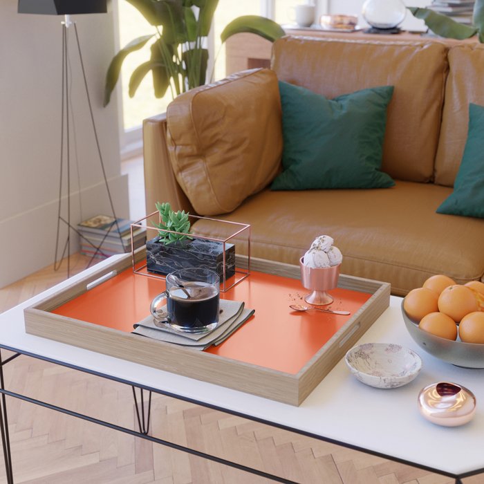 Tangy Solid Orange Pop Serving Tray Gallery Image 2
