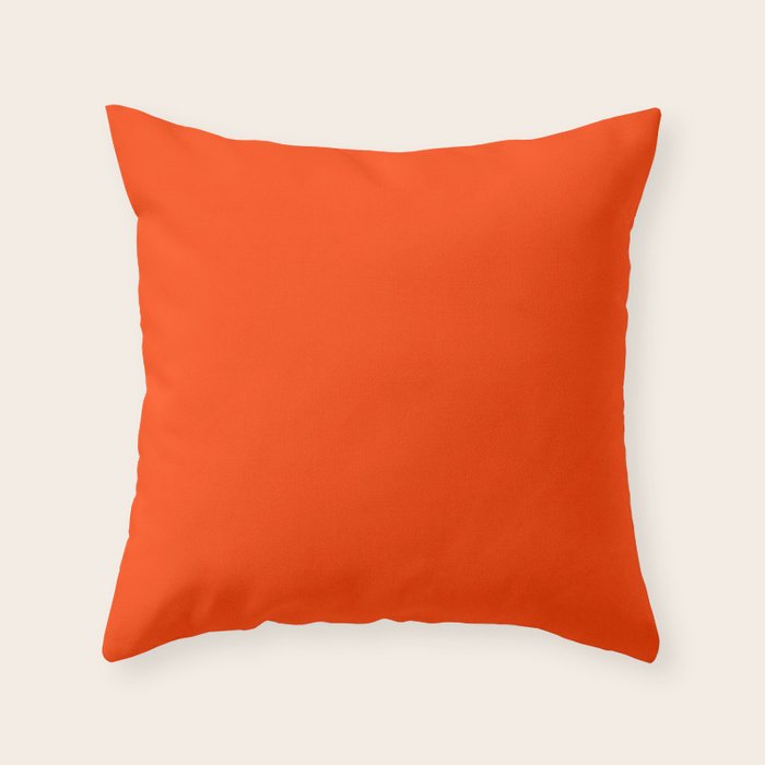 Tangy Solid Orange Pop Throw Pillow Gallery Image 6