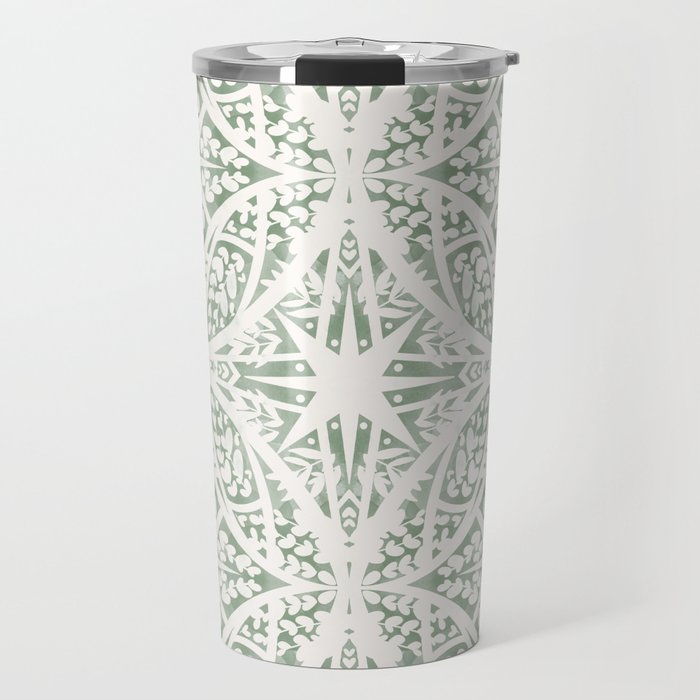 Green Nature Fantasy Tiles B Travel Mug Gallery Image 1