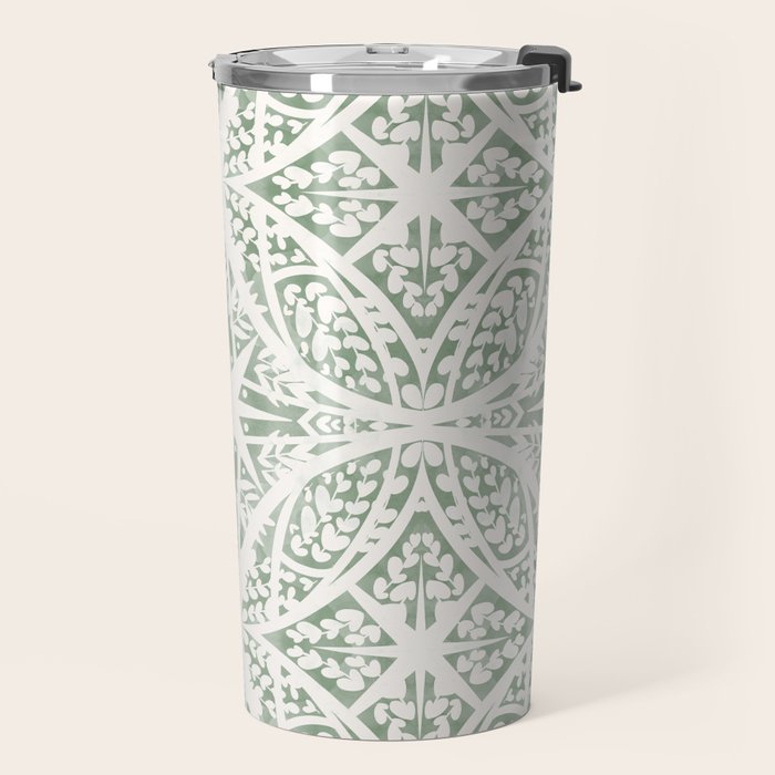 Green Nature Fantasy Tiles B Travel Mug Gallery Image 2
