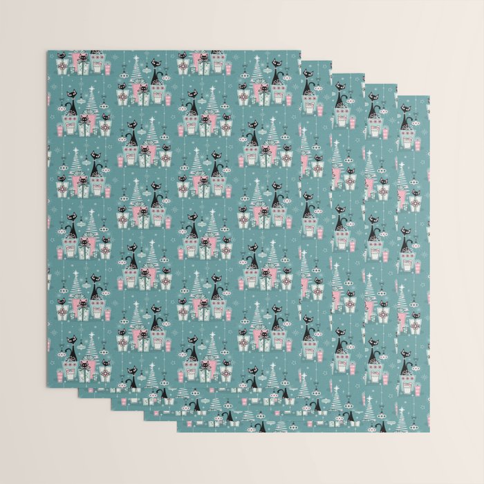 Vintage Kitty Christmas II sxs6- ©studioxtine Wrapping Paper Gallery Image 3