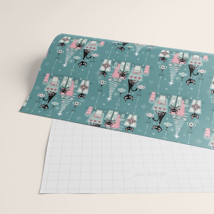 Vintage Kitty Christmas II sxs6- ©studioxtine Wrapping Paper Gallery Image 2