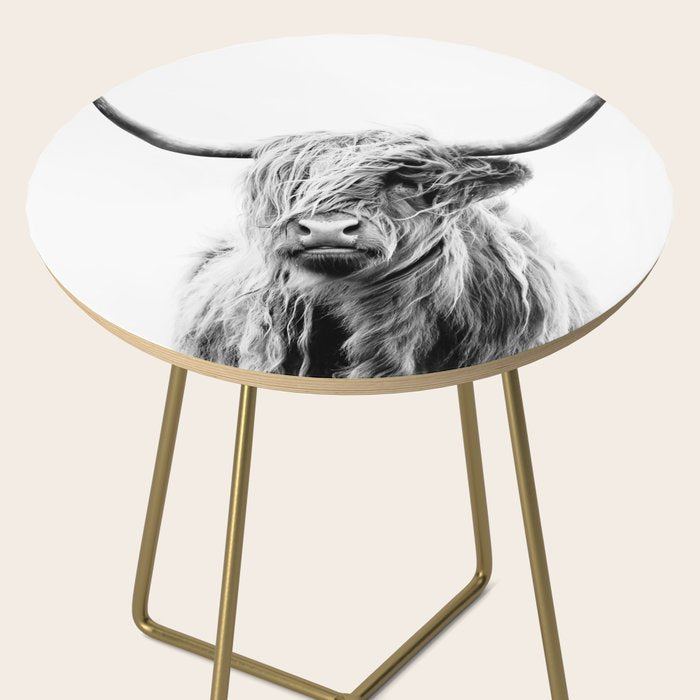 portrait of a highland cow (horizontal) Side Table Gallery Image 2