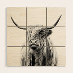 portrait of a highland cow (horizontal) Wood Wall Art Gallery Image 1