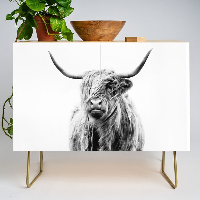portrait of a highland cow (horizontal) Credenza Gallery Image 1