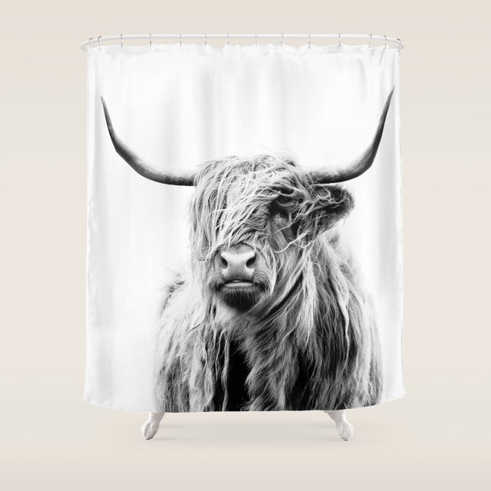portrait of a highland cow (horizontal) Shower Curtain Gallery Image 1