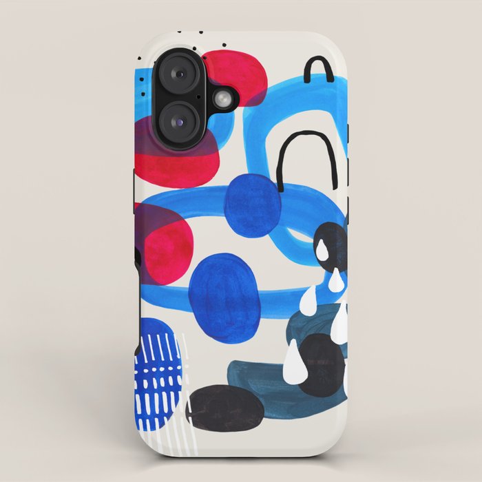 Mid Century Modern Abstract Colorful Art Patterns Ocean Blue Turquoise Grey iPhone Case Gallery Image 1