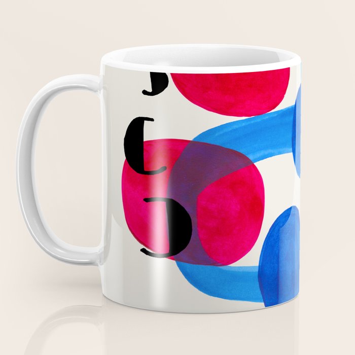 Mid Century Modern Abstract Colorful Art Patterns Ocean Blue Turquoise Grey Coffee Mug Gallery Image 3
