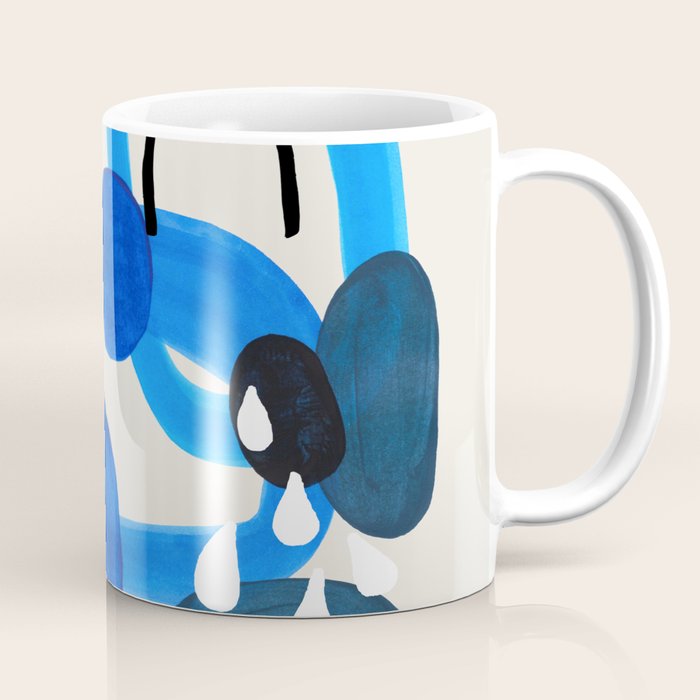 Mid Century Modern Abstract Colorful Art Patterns Ocean Blue Turquoise Grey Coffee Mug Gallery Image 1