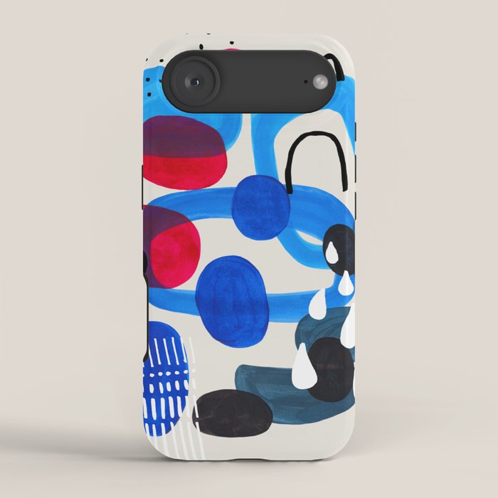 Mid Century Modern Abstract Colorful Art Patterns Ocean Blue Turquoise Grey iPhone Case Gallery Image 2