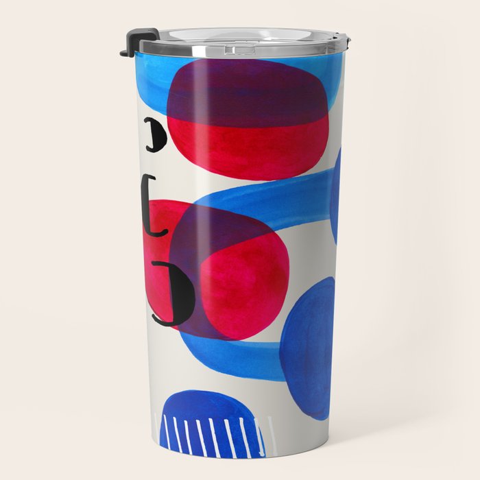 Mid Century Modern Abstract Colorful Art Patterns Ocean Blue Turquoise Grey Travel Mug Gallery Image 3