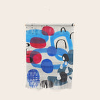 Mid Century Modern Abstract Colorful Art Patterns Ocean Blue Turquoise Grey Wall Hanging Gallery Image 1