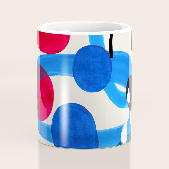 Mid Century Modern Abstract Colorful Art Patterns Ocean Blue Turquoise Grey Coffee Mug Gallery Image 4