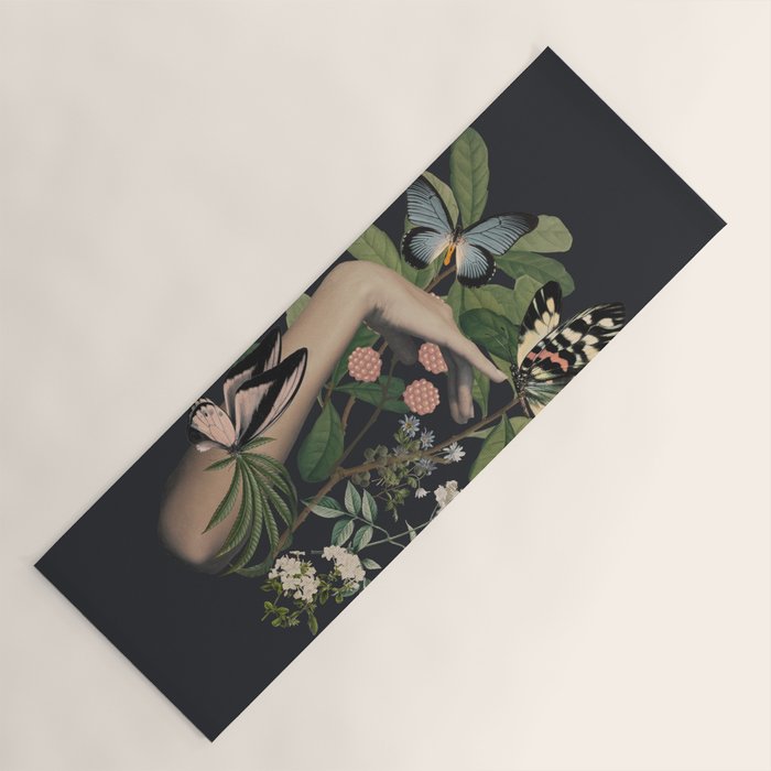 Minimal Collage/ Hand, Plants and Butterflies 5 Yoga Mat Gallery Image 1