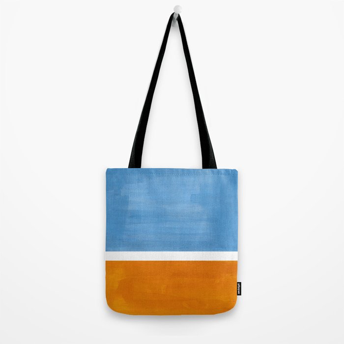 Rothko Minimalist Abstract Mid Century Color Black Square Periwinkle Yellow Ochre Tote Bag Gallery Image 2