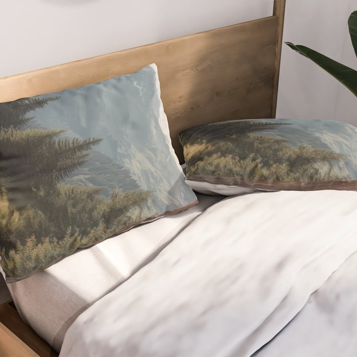 Where the Pines Begin - Alpine Landscape Print Pillow Sham Gallery Image 2