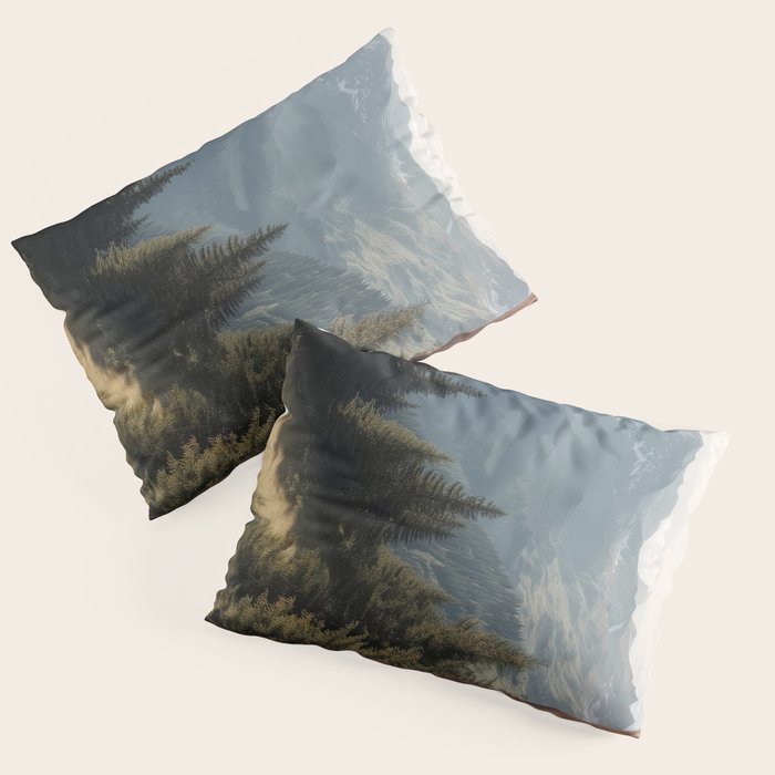 Where the Pines Begin - Alpine Landscape Print Pillow Sham Gallery Image 3