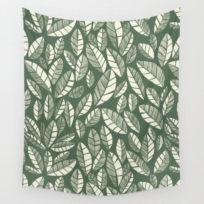 Wildlife Safari Laeves green Wall Tapestry Gallery Image 4