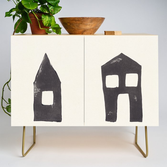 Tiny Houses #2 | Hand-printed Linocut Credenza Gallery Image 1