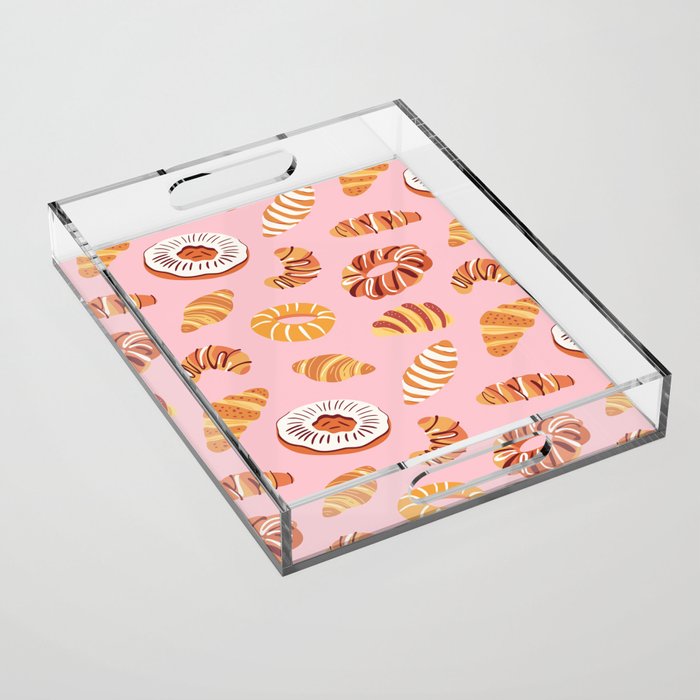 Vintage sweet bakery pastry food art pattern Acrylic Tray Gallery Image 1