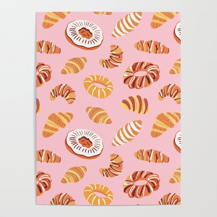 Vintage sweet bakery pastry food art pattern Poster Gallery Image 1