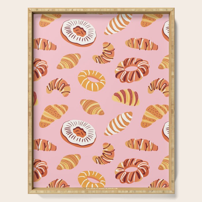 Vintage sweet bakery pastry food art pattern Serving Tray Gallery Image 1