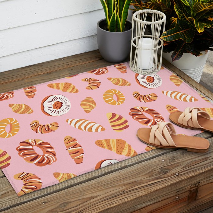 Vintage sweet bakery pastry food art pattern Outdoor Rug Gallery Image 2