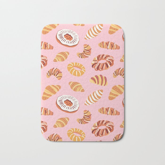 Vintage sweet bakery pastry food art pattern Bath Mat Gallery Image 1