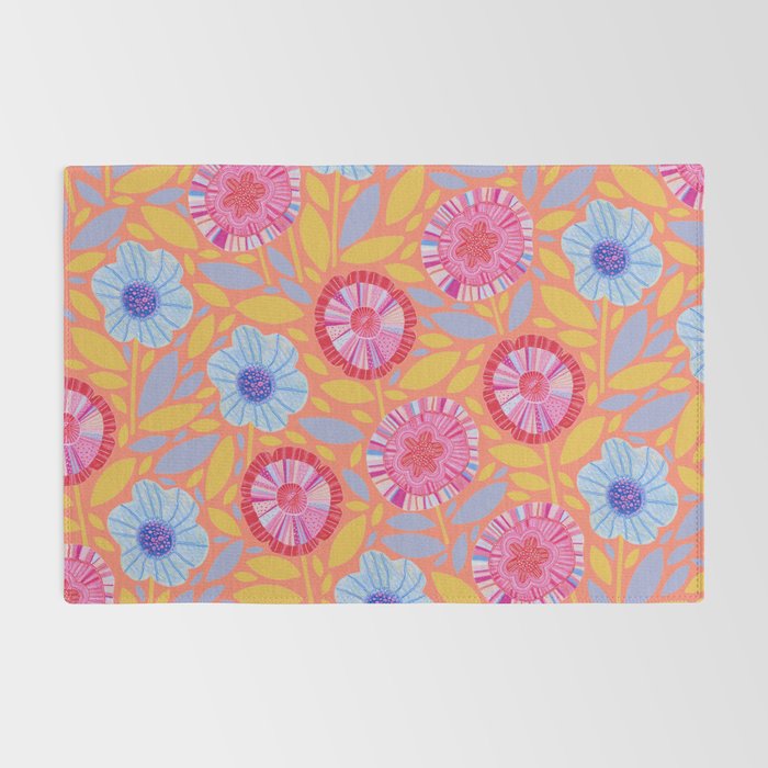 Folk Floral Blossoms in Sweet Peach Rug Gallery Image 2