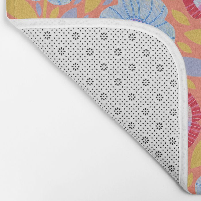 Folk Floral Blossoms in Sweet Peach Bath Mat Gallery Image 2